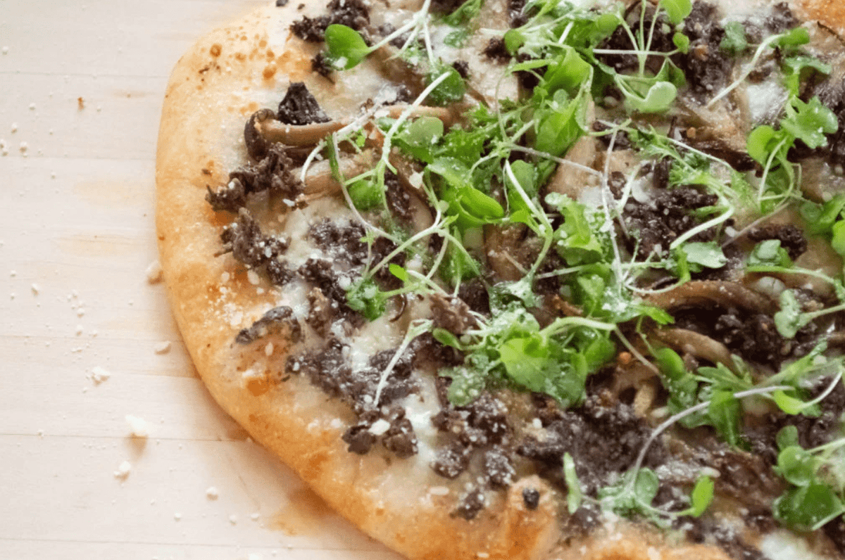 Wild Mushroom and Black Olive Tapenade Pizza