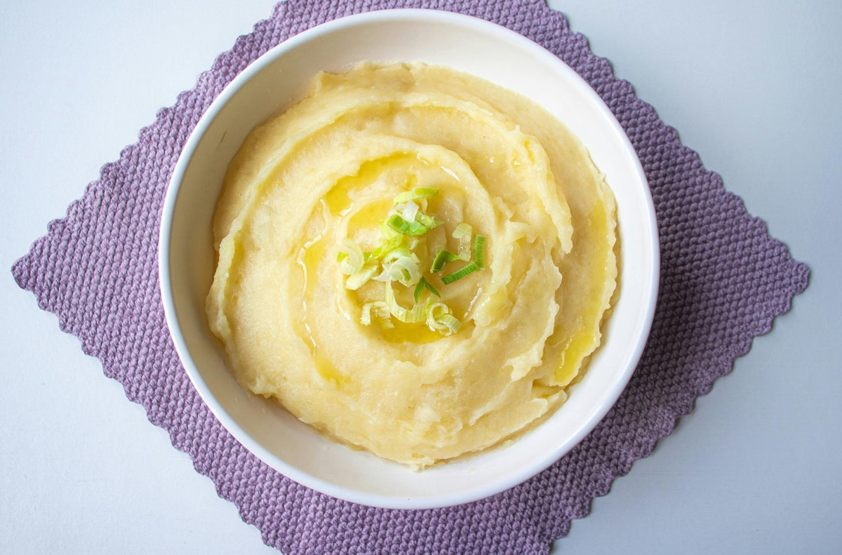 Jalapeño Olive Oil Mashed Potatoes with Cilantro Pesto