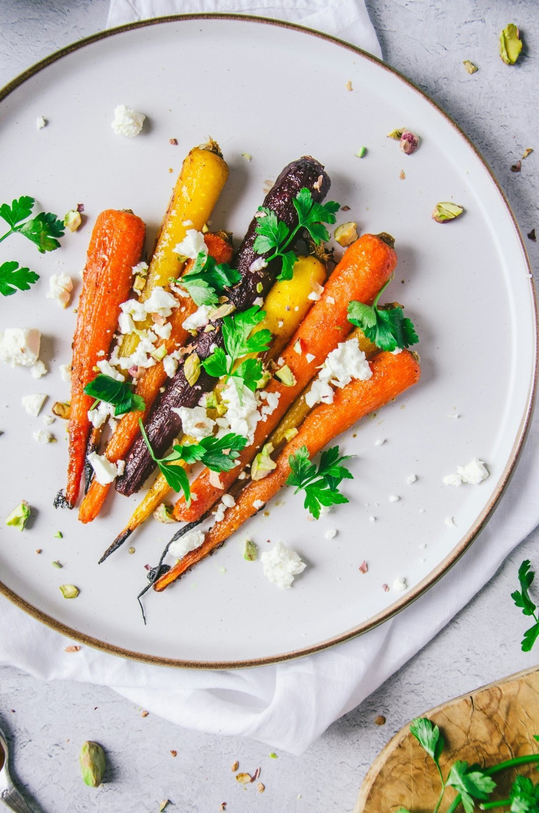 ROASTED CARROTS WITH PESTO OVER LABNE