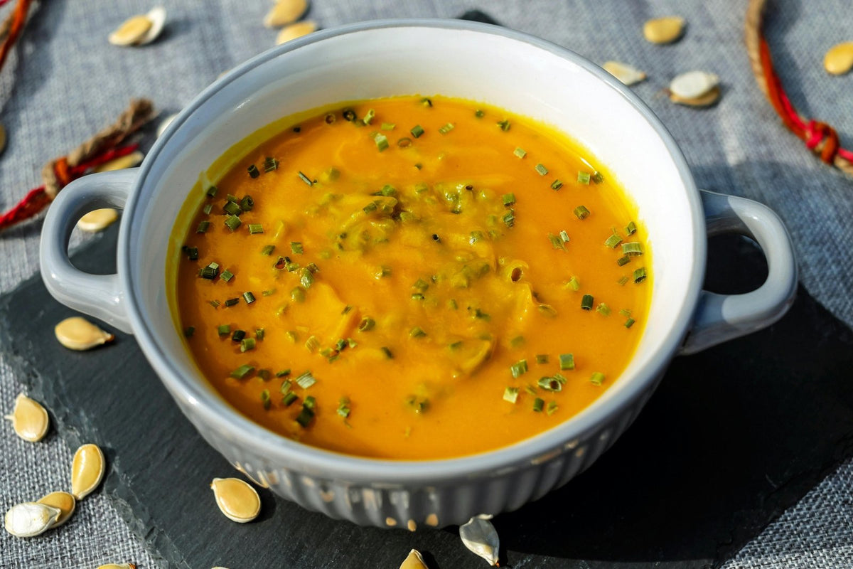 Pumpkin Soup with White Beans and Greens