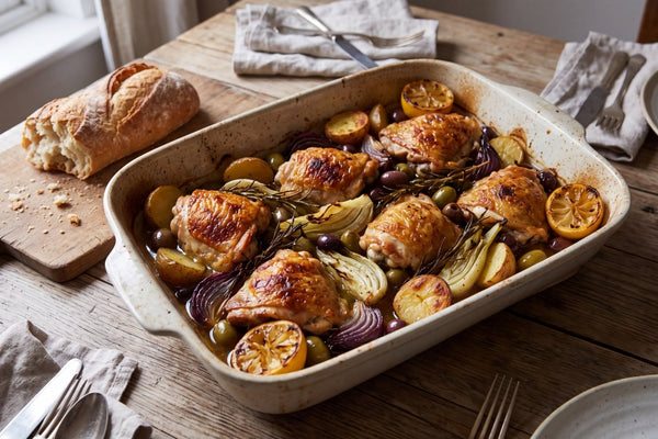 Roasted Chicken with Fennel, Potatoes, and Olives