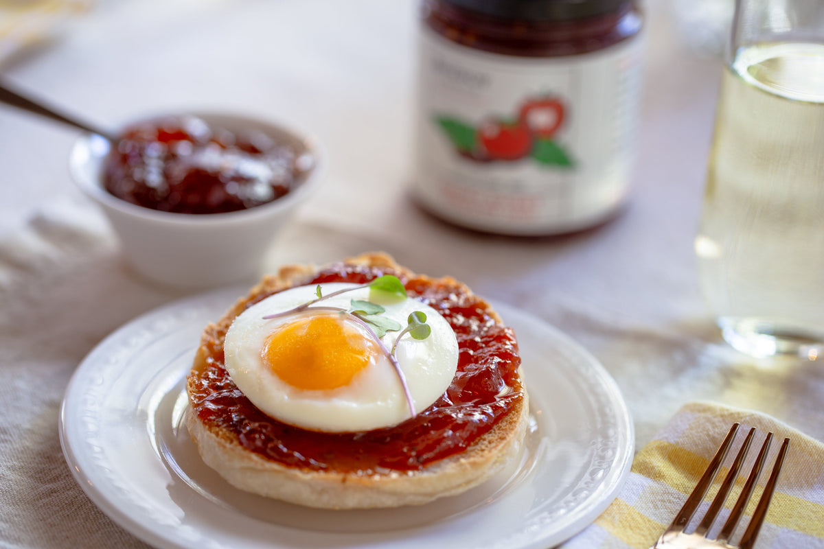 Poached Egg with Smoky Sweet Tomato Jam